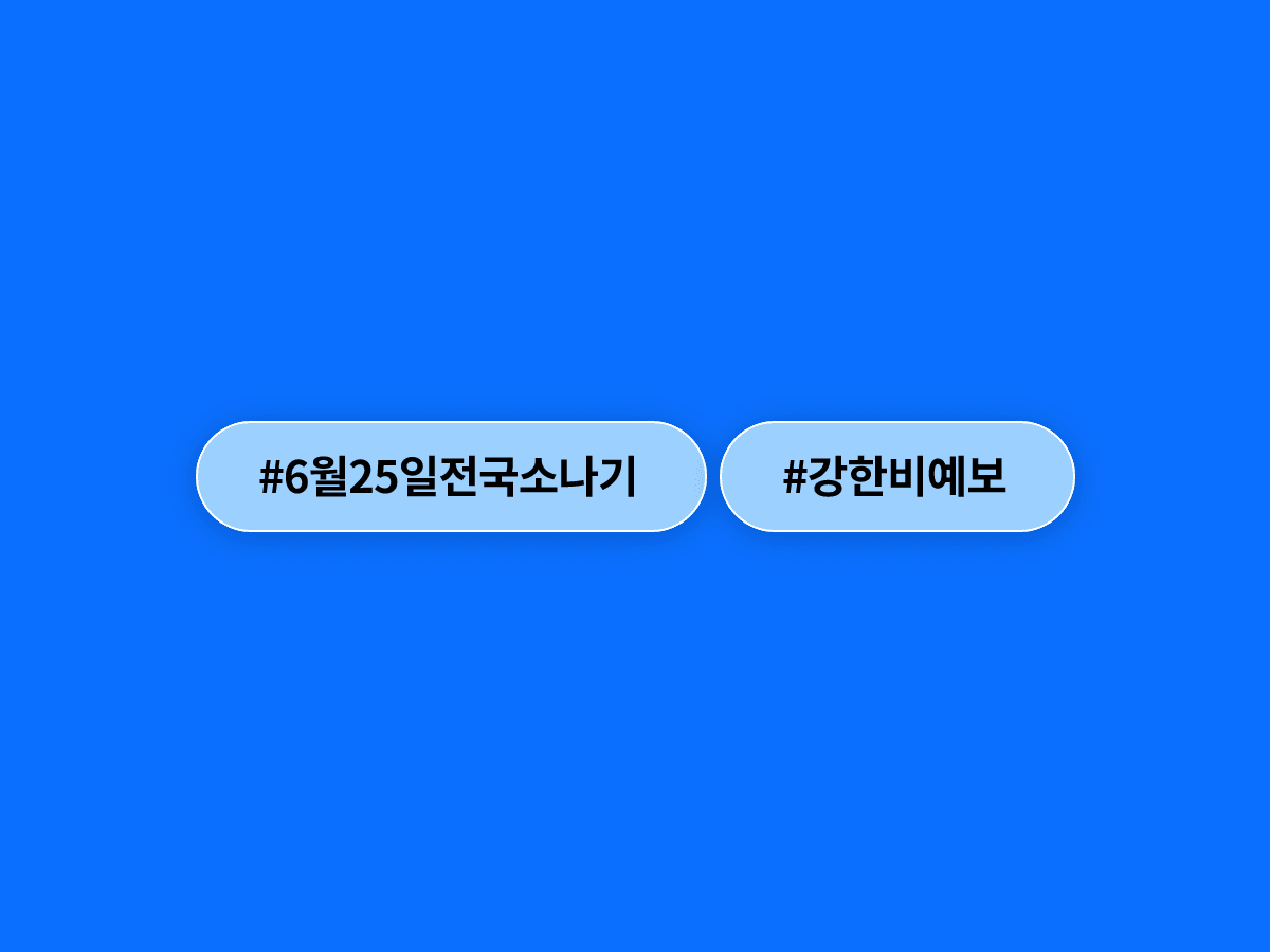 오늘 오후 전국 곳곳에 강한 소나기가 쏟아질 예정이에요. ☔