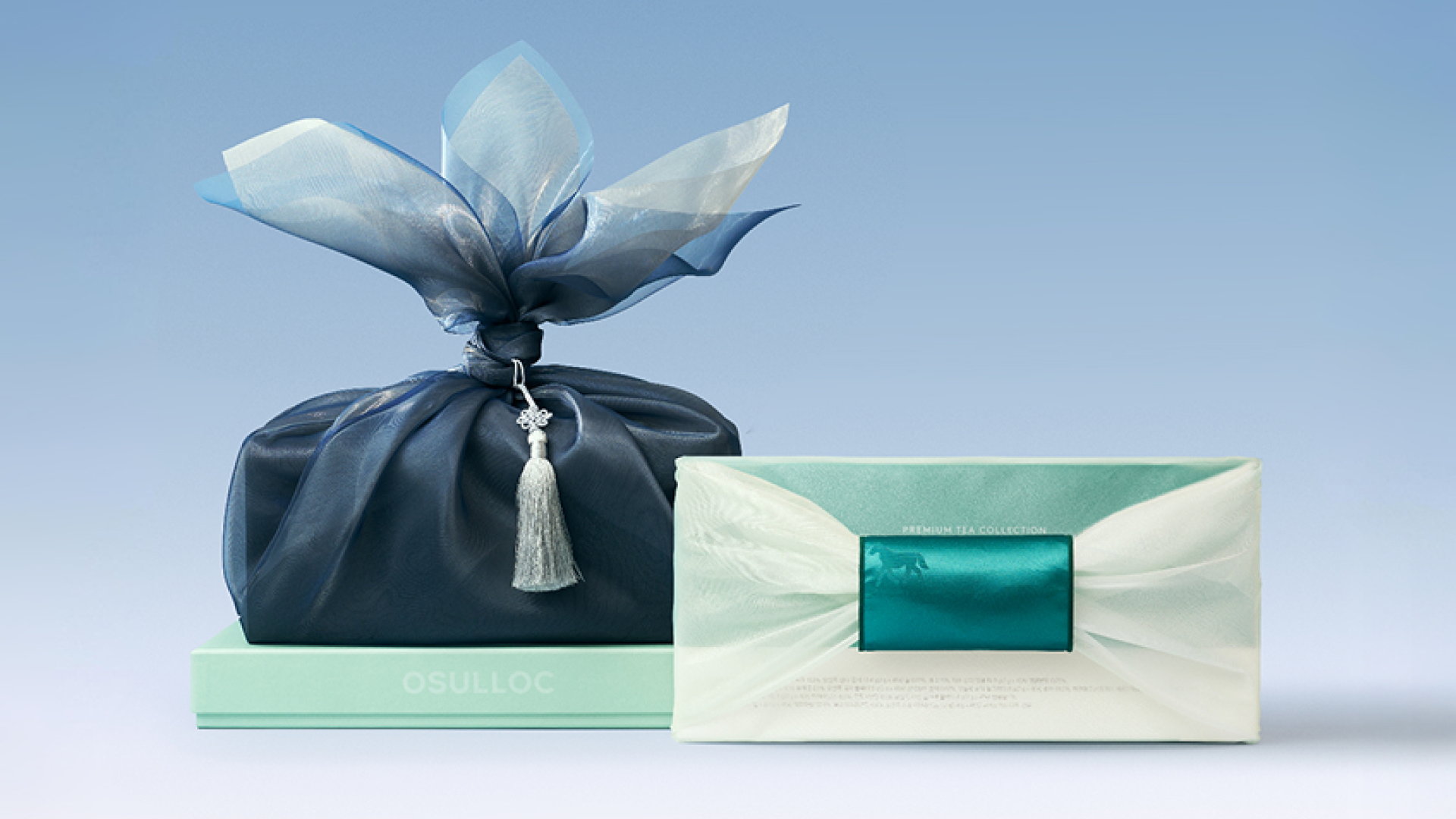 보자기로 포장된 오설록 티 세트