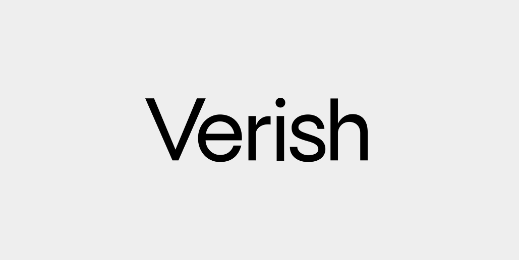 흰 바탕에 검은색으로 'Verish'로고가 적힌 이미지예요.